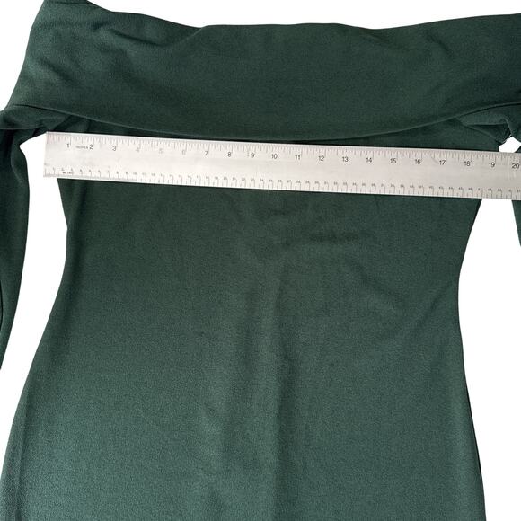 Premier Amour Off Shoulder Midi Dress Hunter Green Holiday Glam Women's 16 NWT - Picture 9 of 12